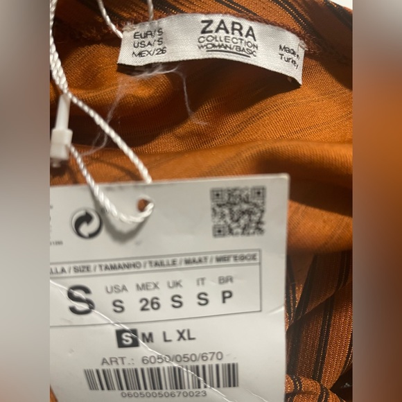 Zara Striped Burnt Orange Midi Dress - Picture 8 of 9